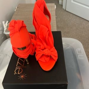 Orange tie up sandals